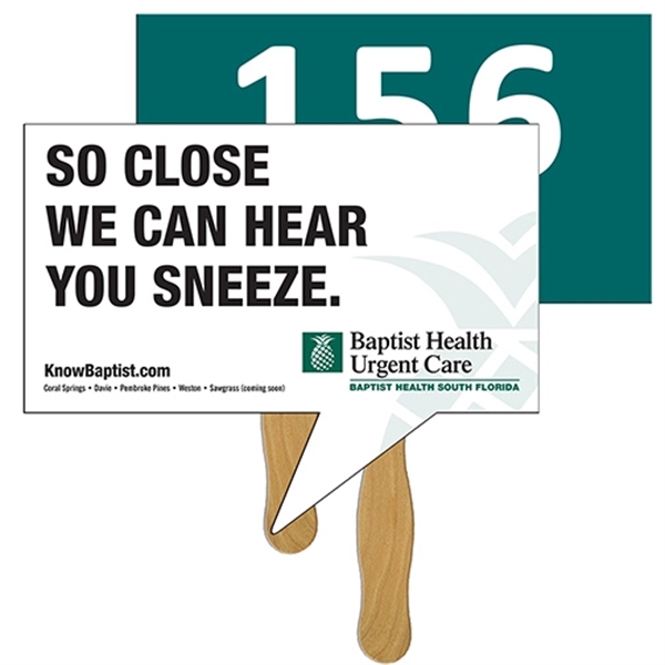 Thought caption shape auction fan with hidden wooden stick.... from ASI 67620 Lion Circle Corp / Lion/Circle