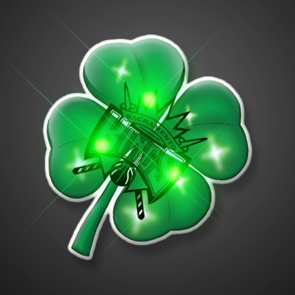 Blank or imprinted. Stock four leaf clover flashing pin with logo.... from ASI 34194 ALightPromos / Alight Promotional Products