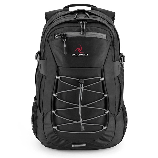 Laptop backpack w/multiple zippered pockets, external bungee cords, earbud and hydration... from ASI 88060 Snugz/USA Inc / Sweda®