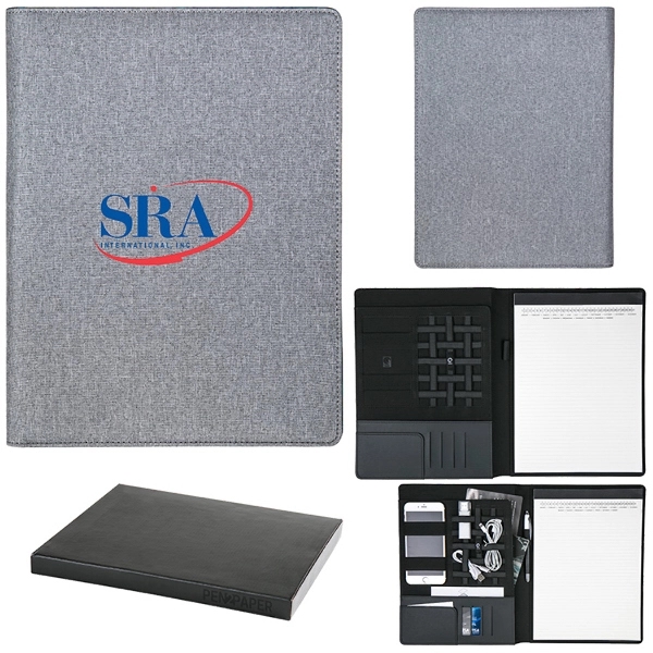Senior-sized portfolio with a gray heathered linen cover, 60-sheet lined pad,... from ASI 88060 Snugz/USA Inc / Sweda®