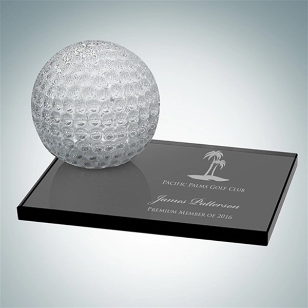 Golf ball award resting on a smoked glass base measuring 3... from ASI 47791 Best Deal Awards / Best Deal Awards