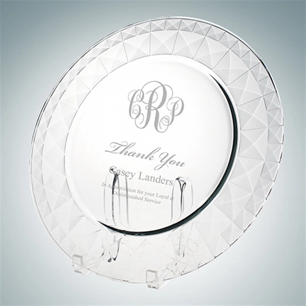 Kaleidoscopic glass charger plate features an acrylic stand, great as an... from ASI 47791 Best Deal Awards / Best Deal Awards