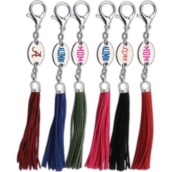 Key holder with branded tag and leather tassel.... from ASI 40261 Berney-Karp Inc
