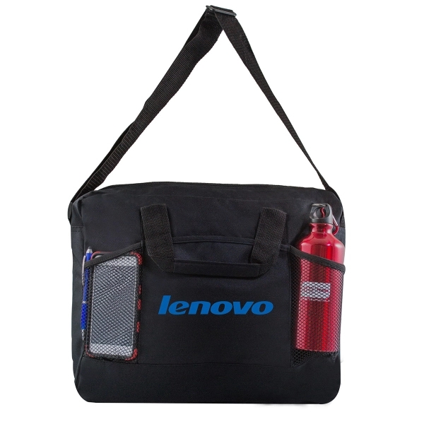 Adjustable strap briefcase with side mesh pockets... from ASI 40544 Binaco / Binaline