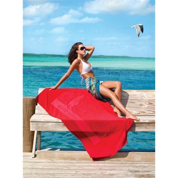 Turkish signature midweight beach towel with a tone-on-tone design.... from ASI 91605 Towel Specialties