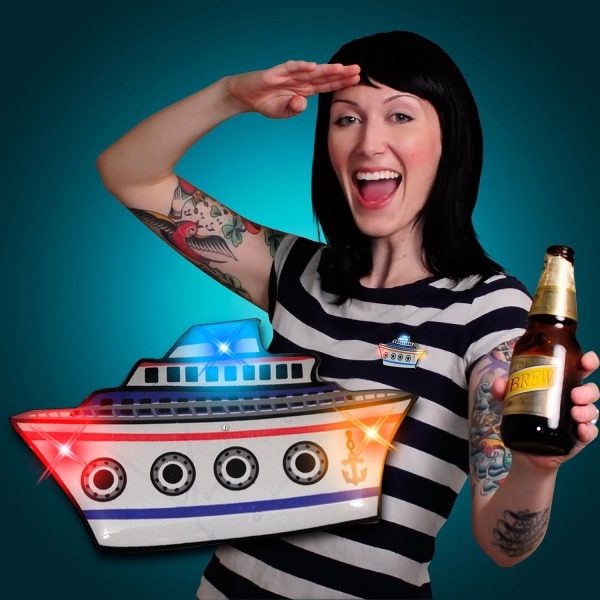 Cruise ship magnetic closure pin with flashing LED lights. Blank.... from ASI 34194 ALightPromos / Alight Promotional Products