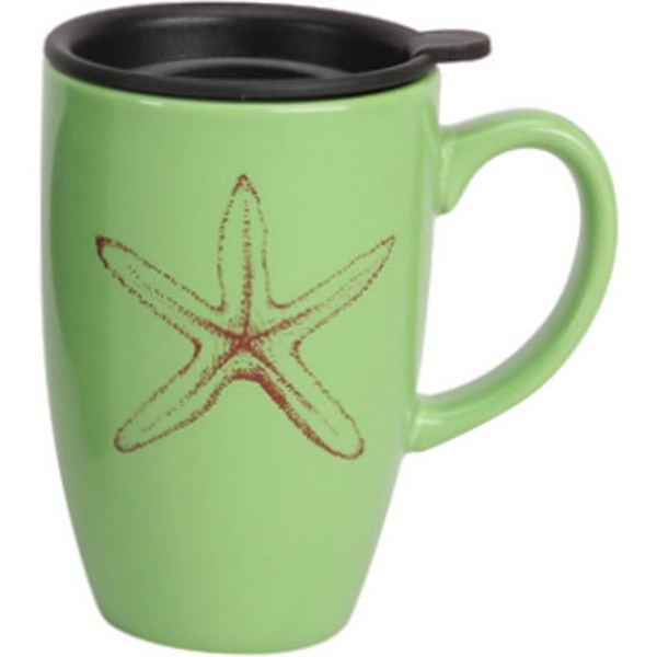 12 oz. ceramic mug with slide, drink-thru black lid.... from ASI 40261 Berney-Karp Inc / Creative Source