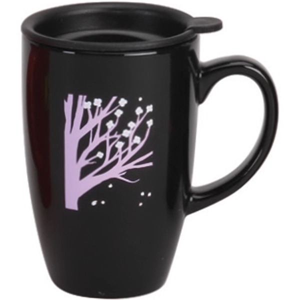 12 oz. ceramic mug with slide, drink-thru black lid.... from ASI 40261 Berney-Karp Inc / Creative Source
