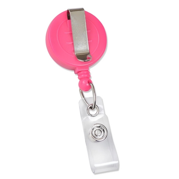 Economical neon-colored custom badge reels really stand out! Slide-type belt clip... from ASI 79898 Promovision / PROMOVISION
