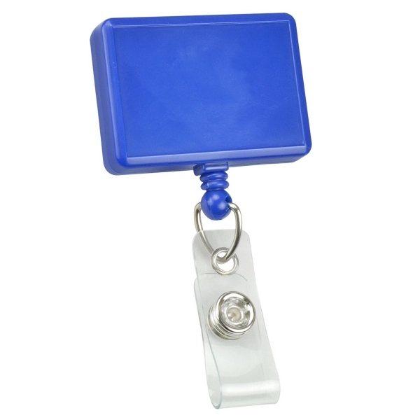 Extra-large rectangular plastic custom badge reels attract more attention. Belt clip... from ASI 79898 Promovision / PROMOVISION