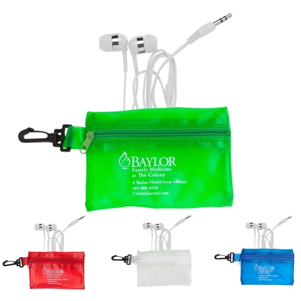 White earphones featuring a chrome ring design, in a zippered vinyl... from ASI 90859 Tempo Industries Inc / Tempo Tempoline