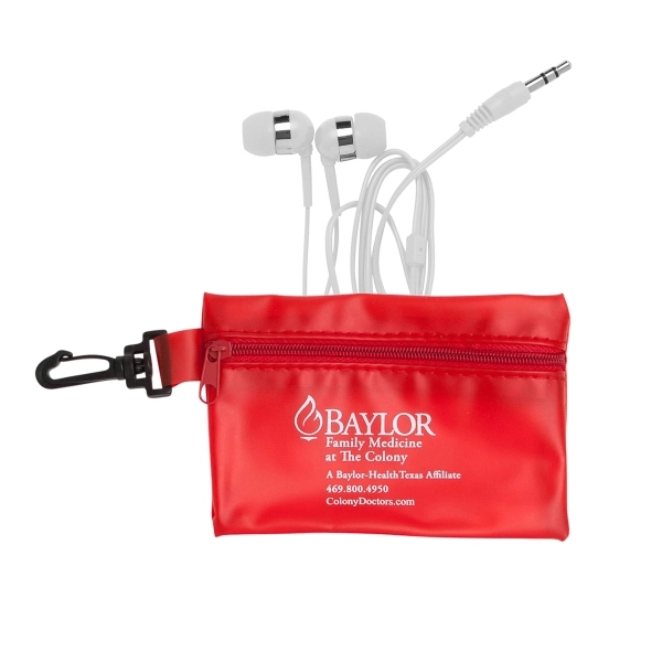 White earphones featuring a chrome ring design, in a zippered vinyl... from ASI 90859 Tempo Industries Inc / Tempo Tempoline