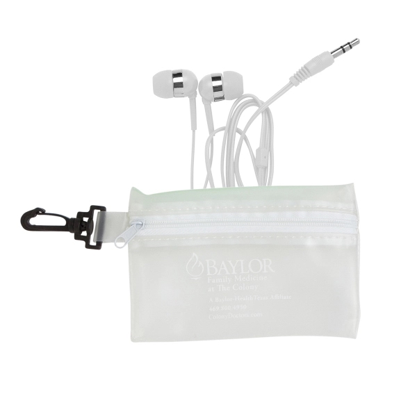 White earphones featuring a chrome ring design, in a zippered vinyl... from ASI 90859 Tempo Industries Inc / Tempo Tempoline