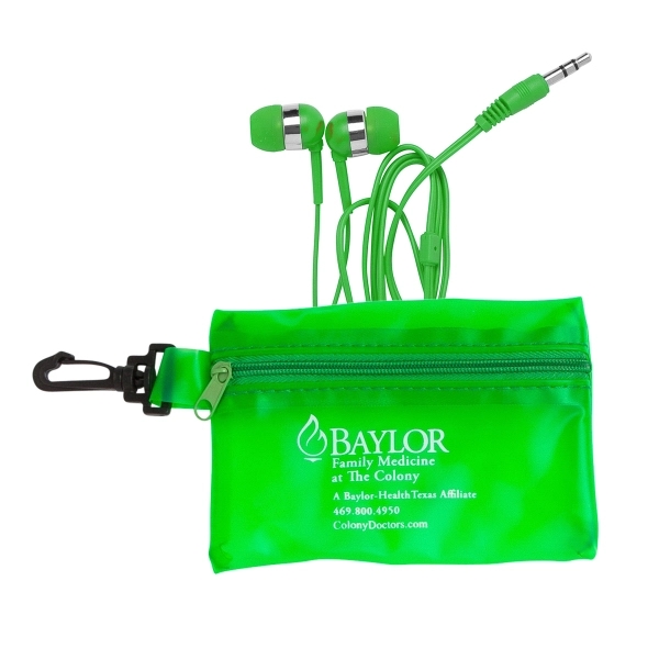 Color earphones featuring a chrome ring design, in a zippered vinyl... from ASI 90859 Tempo Industries Inc / Tempo Tempoline