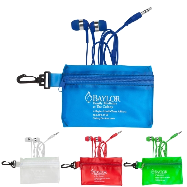 Color earphones featuring a chrome ring design, in a zippered vinyl... from ASI 90859 Tempo Industries Inc / Tempo Tempoline