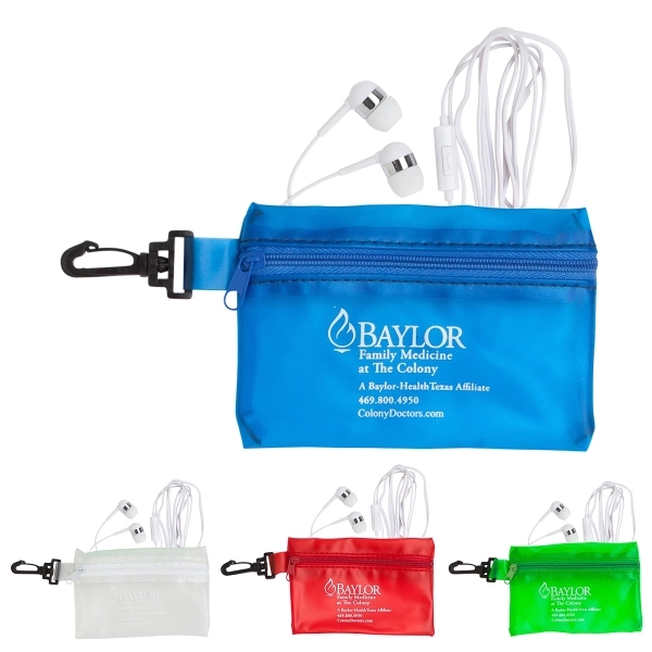 Microphone earphones with a chrome ring design in a zippered frost... from ASI 90859 Tempo Industries Inc / Tempo Tempoline