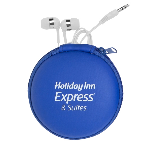 White earphones with chrome trim in a round EVA foam material... from ASI 90859 Tempo Industries Inc / Tempo Tempoline