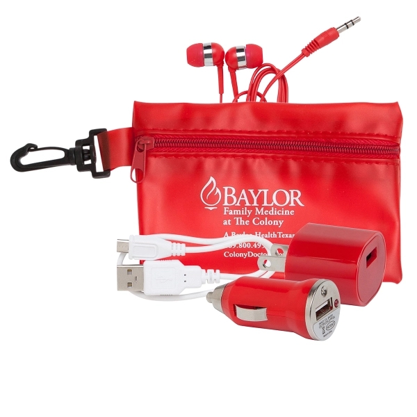 A wall charger, mini car charger, USB cable, and earphones in... from ASI 90859 Tempo Industries Inc / Tempo Tempoline