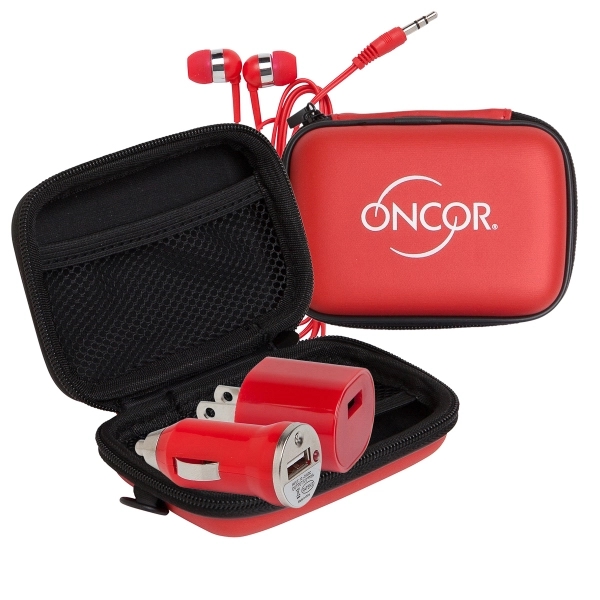 A wall charger, mini car charger, USB cable, and earphones in... from ASI 90859 Tempo Industries Inc / Tempo Tempoline