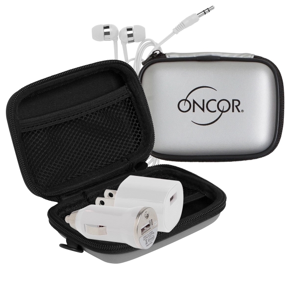 A wall charger, mini car charger, USB cable, and earphones in... from ASI 90859 Tempo Industries Inc / Tempo Tempoline