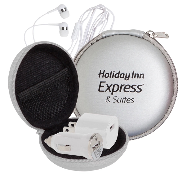 A wall charger, mini car charger, USB cable, and microphone earphones... from ASI 90859 Tempo Industries Inc / Tempo Tempoline