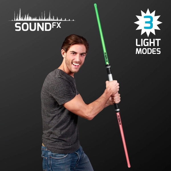 Blank or imprinted. Deluxe Double Saber with Color Change Lights &... from ASI 34194 ALightPromos / Alight Promotional Products