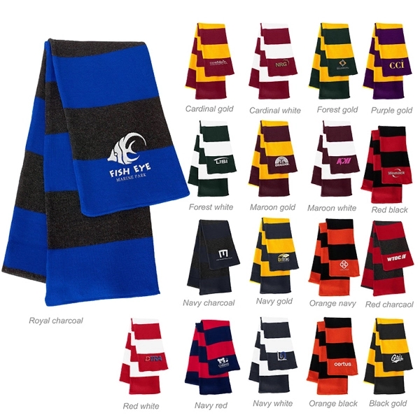 100% acrylic knit scarf with thick pattern stripes.... from ASI 88060 Snugz/USA Inc / Sweda®