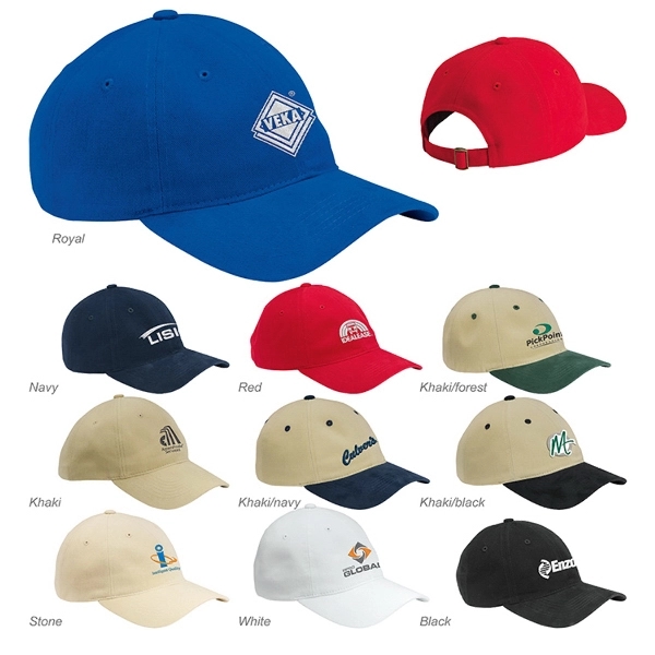 Unstructured, six-panel, low-profile brushed cotton twill cap with pre-curved visor, sewn... from ASI 88060 Snugz/USA Inc / Sweda®