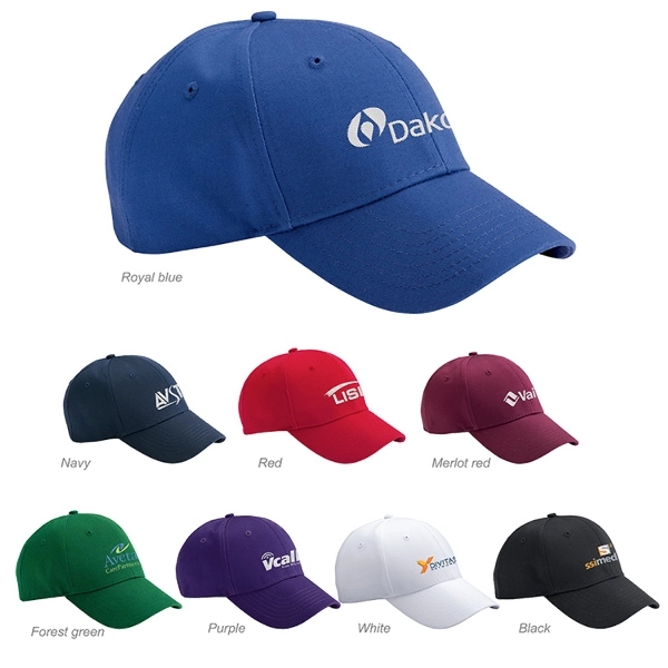 Structured, six-panel, mid-profile cotton chino twill cap with pre-curved visor, sewn... from ASI 88060 Snugz/USA Inc / Sweda®