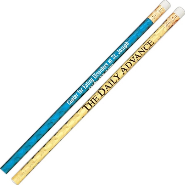 Glitz Foil Pencil with white eraser and gold ferrule.... from ASI 68850 Markon Pen & Pencil Inc / Tee-Gee