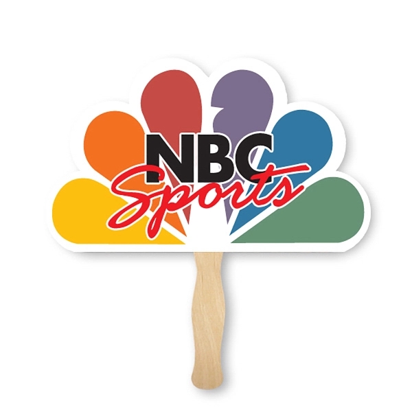 Peacock hand fan with wood handle ( wood stick) attached, sandwich... from ASI 93520 Ventura Inc