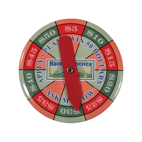 Spinner button, metal shell and metal backing with full safety pin... from ASI 93520 Ventura Inc