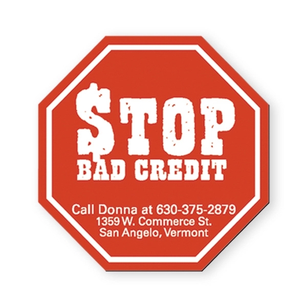 Stop sign shape vinyl magnet with plastic coating.... from ASI 93520 Ventura Inc