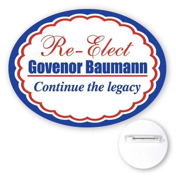 Oval shaped chipboard button, 3" x 4".... from ASI 93520 Ventura Inc