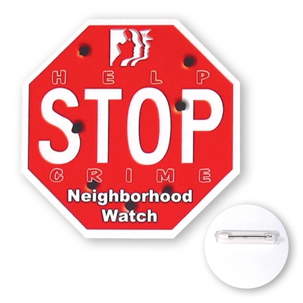 Octagon shaped poly button made of 30 mil. high impact polystyrene,... from ASI 93520 Ventura Inc