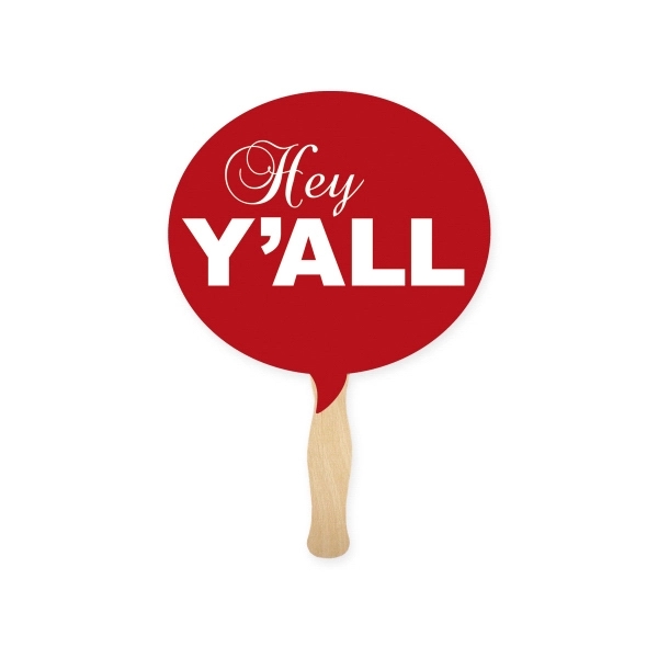 Sandwich style stock shape Bubble hand fan with wood handle attached... from ASI 93520 Ventura Inc