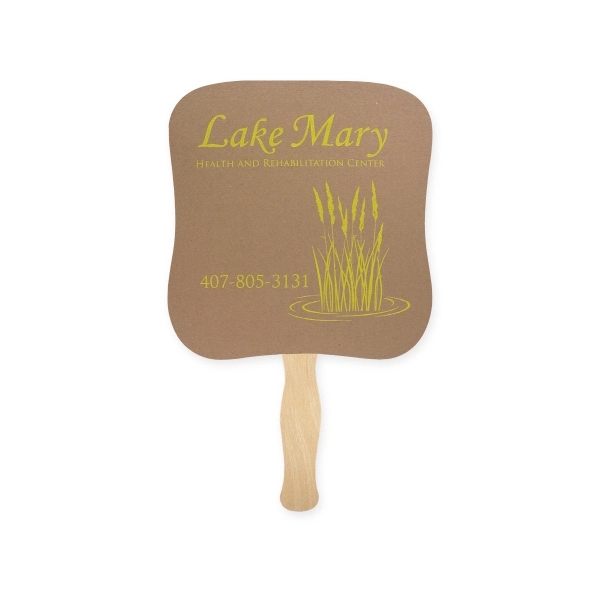 Palm hand fan, 26 point recycled unbleached natural brown kraft chipboard.... from ASI 93520 Ventura Inc