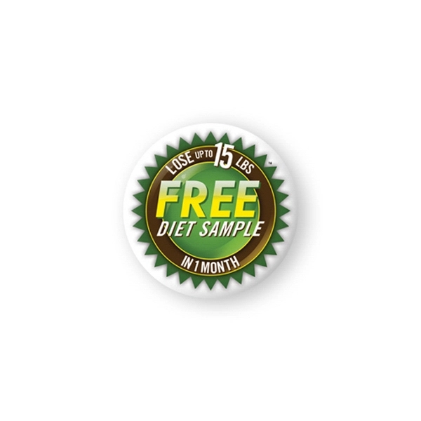 Domed round decal printed on white polyester material with permanent adhesive... from ASI 93520 Ventura Inc