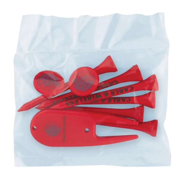 Golf tee poly packet with six tees, one marker and one... from ASI 93520 Ventura Inc