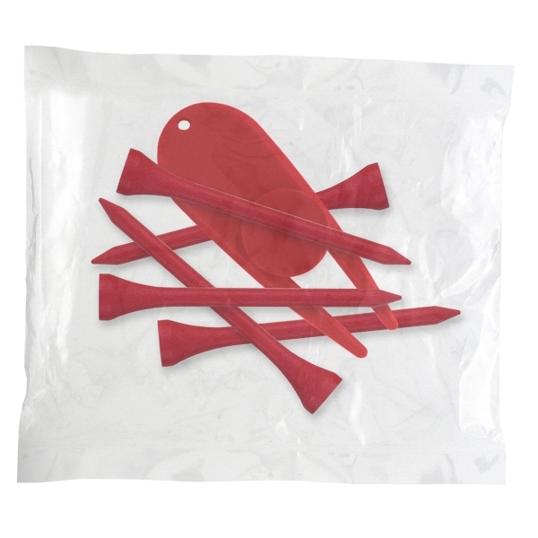 Golf tee poly packet with five tees, one marker and one... from ASI 93520 Ventura Inc