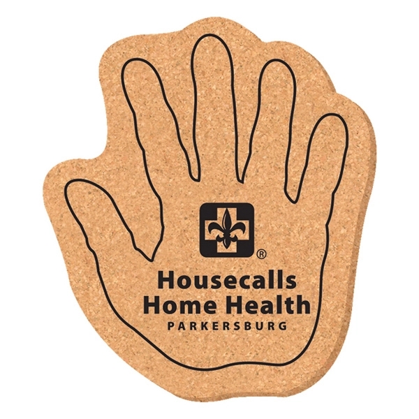 4 3/4" x 5 3/4" Hand Shape Solid Cork Coaster.... from ASI 93520 Ventura Inc