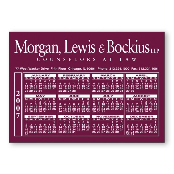Calendar/schedule magnet, flexible vinyl protected with a plastic coating.... from ASI 93520 Ventura Inc