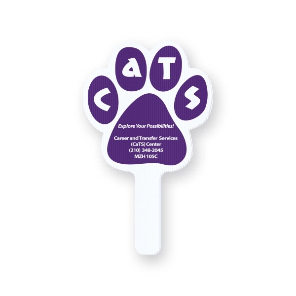 Paw print rally hand fan made of white corrugated plastic.... from ASI 93520 Ventura Inc