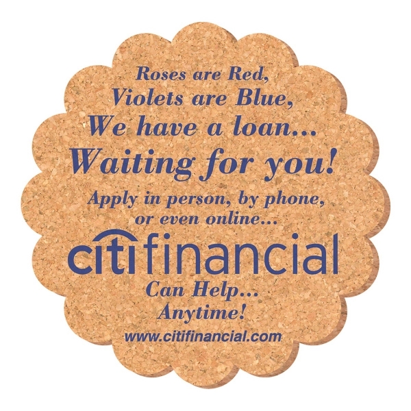 4" Flower Shape Solid Cork coaster.... from ASI 93520 Ventura Inc