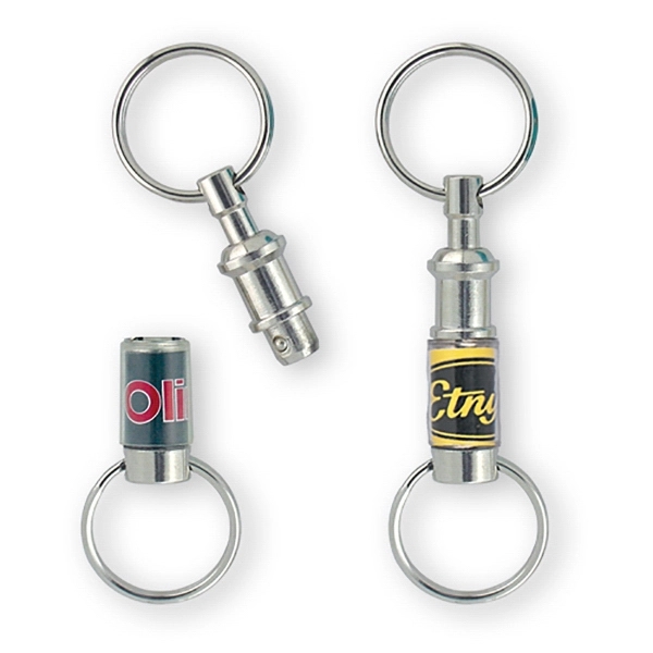 Nickel plated brass pull apart key tag with ball bearing interlock... from ASI 93520 Ventura Inc