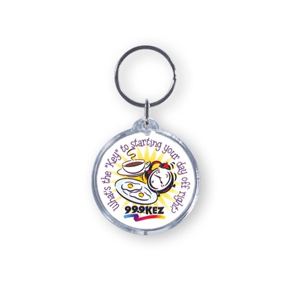 Round optical grade acrylic key tag with 24mm split ring.... from ASI 93520 Ventura Inc