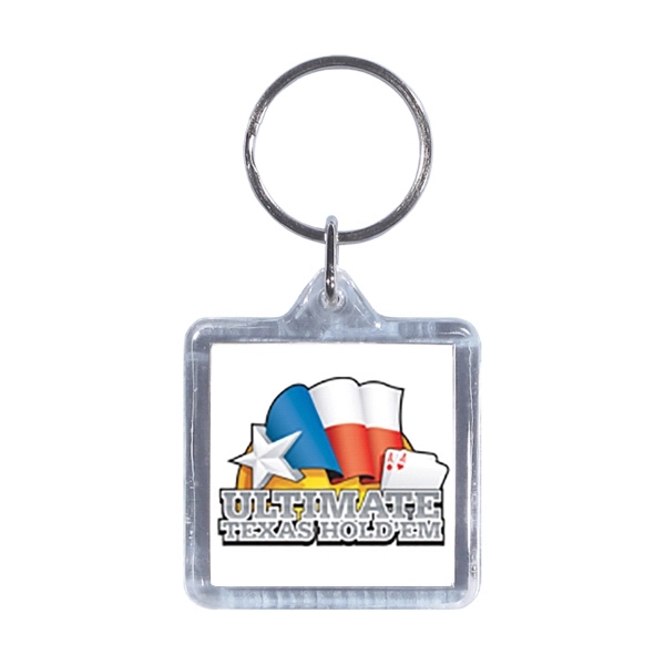 Square optical grade acrylic key tag with standard 24mm split ring.... from ASI 93520 Ventura Inc