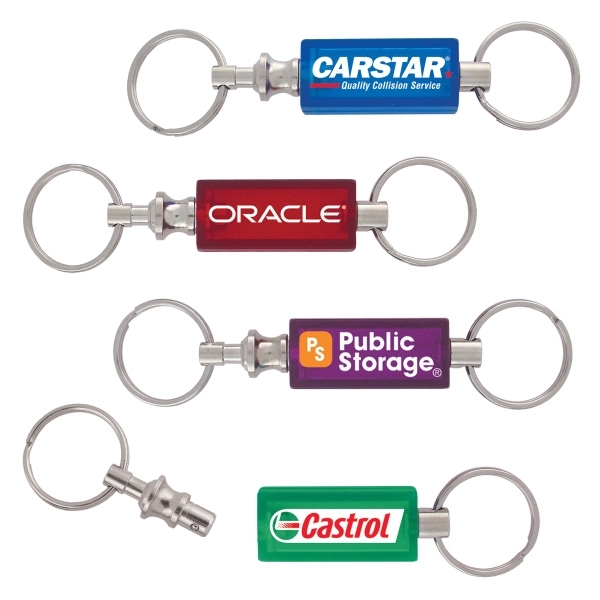 Rectangular design, plastic with metal construction, pull apart key tag.... from ASI 93520 Ventura Inc