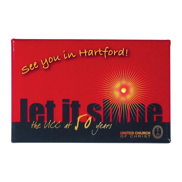 Rectangular blinking LED button laminated with clear mylar film.... from ASI 93520 Ventura Inc