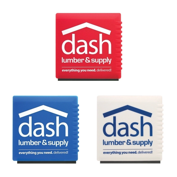 Square ice scrapper with rubber squeege, beveled edge, and serrated edge.... from ASI 93520 Ventura Inc